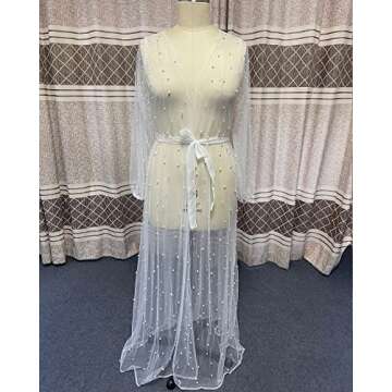 Ruthyuexin Pearl Long Sleeve Wedding Jacket for Elegance