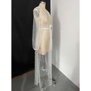 Ruthyuexin Pearl Long Sleeve Wedding Jacket for Elegance