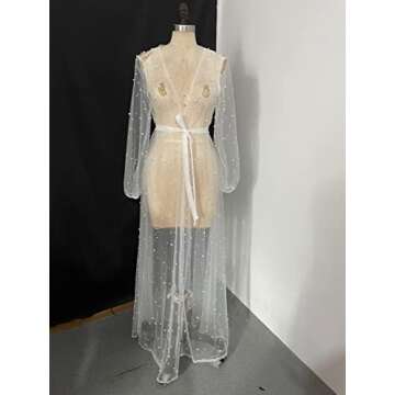 Ruthyuexin Pearl Long Sleeve Wedding Jacket for Elegance