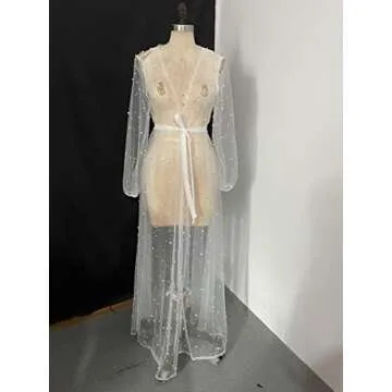 Ruthyuexin Pearl Long Sleeve Wedding Jacket for Elegance