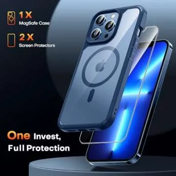 TAURI 5-in-1 Magnetic for iPhone 13 Pro Max Case Blue, [Designed for Magsafe] with 2X Screen Protectors, [Not-Yellowing] Shockproof Slim Phone Case for iPhone 13 Pro Max