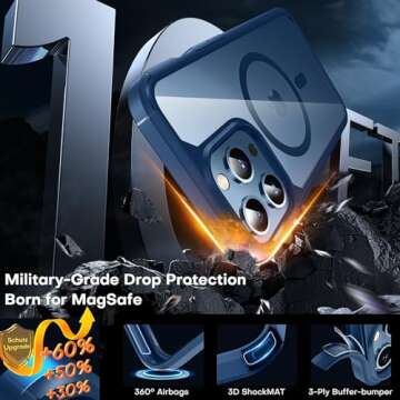 TAURI 5-in-1 Magnetic for iPhone 13 Pro Max Case Blue, [Designed for Magsafe] with 2X Screen Protectors, [Not-Yellowing] Shockproof Slim Phone Case for iPhone 13 Pro Max