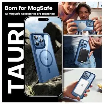 TAURI 5-in-1 Magnetic for iPhone 13 Pro Max Case Blue, [Designed for Magsafe] with 2X Screen Protectors, [Not-Yellowing] Shockproof Slim Phone Case for iPhone 13 Pro Max