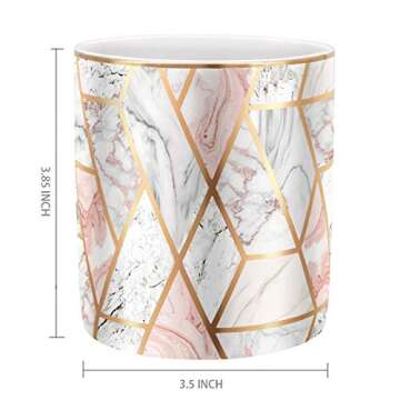 WAVEYU Stylish Pen Holder Desk Organizer in Pink Marble