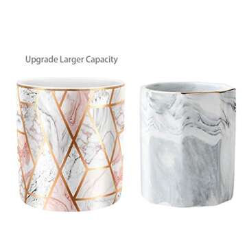 WAVEYU Stylish Pen Holder Desk Organizer in Pink Marble