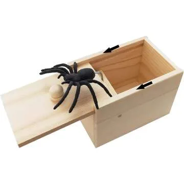 Spider Scare Prank Box - Fun Wooden Joke Toy