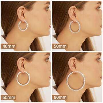 Bienvenu 80mm Rhinestone Plated Silver Hoop Earrings Big Circle Earring Large Hoop Earrings,Silver