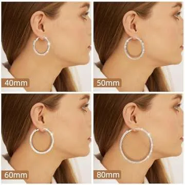 Bienvenu 80mm Rhinestone Plated Silver Hoop Earrings Big Circle Earring Large Hoop Earrings,Silver