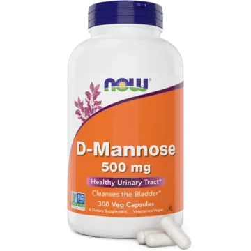 Now D-Mannose 500 mg, 300 Capsules - Vegan, Non GMO Support for Urinary Health