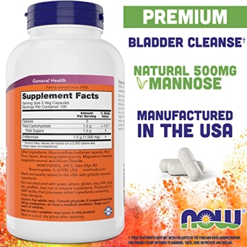 Now Foods D Mannose 500 mg - Vegan Supplement for Urinary Tract