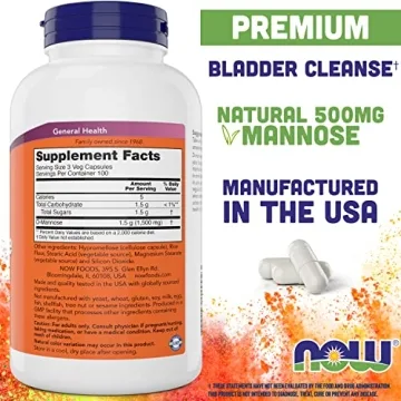 Now Foods D Mannose 500 mg - Vegan Supplement for Urinary Tract