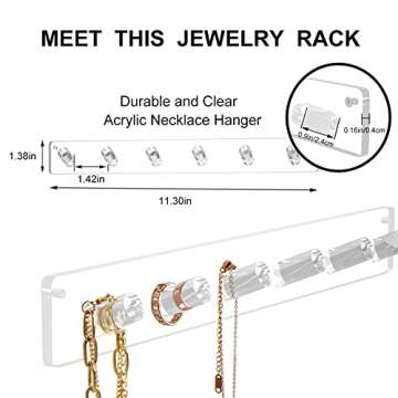 AITEE Necklace Holder, Acrylic Necklace Organizer Wall Mounted with 6 Hooks, for Hanging Necklace, J...