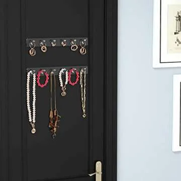 AITEE Necklace Holder, Acrylic Necklace Organizer Wall Mounted with 6 Hooks, for Hanging Necklace, Jewelry, Bangles, Bracelets and Rings, Best Gifts for Girls and Women(4 PACK)