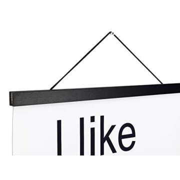 Artmag Magnetic Poster Hanger Frame, 36x24 36x48 36x12 Light Wood Wooden Magnet Canvas Artwork Print Poster Hangers Frames Hanging Kit (Black, 36")