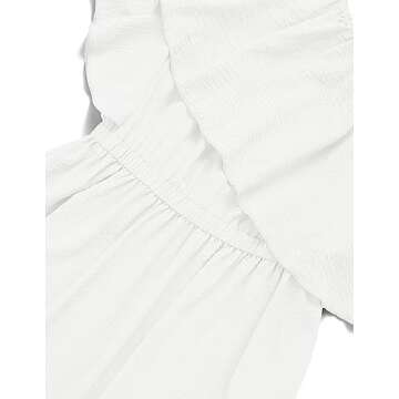 ZESICA Women's Summer Boho One Shoulder Sleeveless Ruffle Asymmetrical High Low Flowy Prom Gown Wedding Long Dress,White,Medium