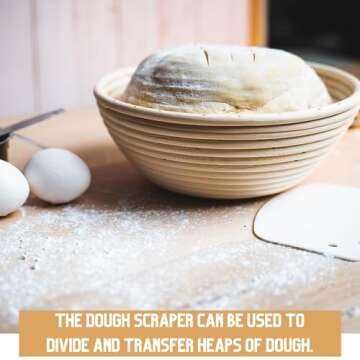 Banneton Bread Proofing Basket Set, 2 Round 9 Inch Rattan Sourdough Proofing Baskets with 2 Liners, Dough Scraper, Bread Lame & 5 Blades, Artisan Bread Making Tools, Sourdough Bread Baking Supplies