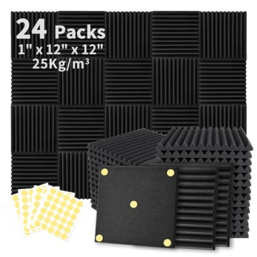 Focusound 24 Pack Acoustic Foam Panels for Soundproofing Home & Studio
