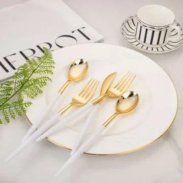 60 Pcs Gold Plastic Silverware for Elegant Events