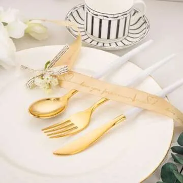 60 Pcs Gold Plastic Silverware for Elegant Events
