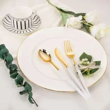 60 Pcs Gold Plastic Silverware for Elegant Events