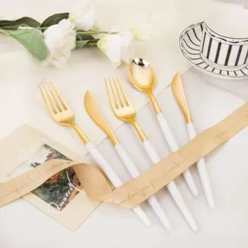 60 Pcs Gold Plastic Silverware for Elegant Events