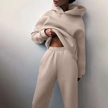 HGps8w Women's Two Piece Outfits Sweatsuit Long Sleeve Sweatshirt and Sweatpants Workout Athletic Tracksuits Loungewear