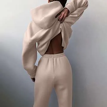 HGps8w Women's Two Piece Outfits Sweatsuit Long Sleeve Sweatshirt and Sweatpants Workout Athletic Tracksuits Loungewear