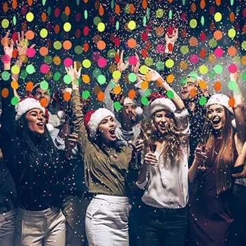 WATINC 72ft Neon Paper Garland, Black Light Circle Dots Hanging Decorations for Neon Birthday Party Wedding Glow in The Dark Decorations, Glow Party Supplies with 3Pcs UV Blacklight Reactive Tapes