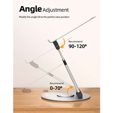 Nulaxy Telescopic 360 Rotating Laptop Stand for Desk Adjustable Height Swivel Pull Out Design Ergonomic Laptop Riser Fits All 10-17" Laptops Computer MacBook, Silver