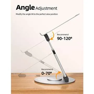 Nulaxy Telescopic 360 Rotating Laptop Stand for Desk Adjustable Height Swivel Pull Out Design Ergonomic Laptop Riser Fits All 10-17" Laptops Computer MacBook, Silver