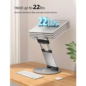 Nulaxy Telescopic 360 Rotating Laptop Stand for Desk Adjustable Height Swivel Pull Out Design Ergonomic Laptop Riser Fits All 10-17" Laptops Computer MacBook, Silver