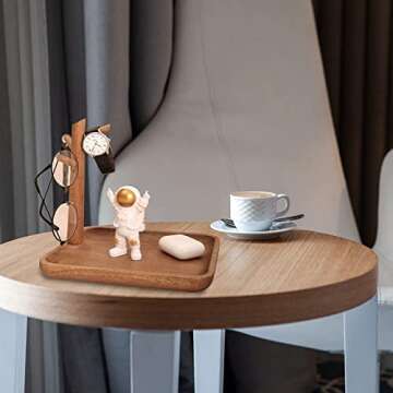 Key Bowl for Entryway Table, Wooden Valet Tray Organizer, Perfume Tray for Dresser, 3 Tiers Wood Rack for Keys, Rings, Wallet, Jewelry, Phone and More