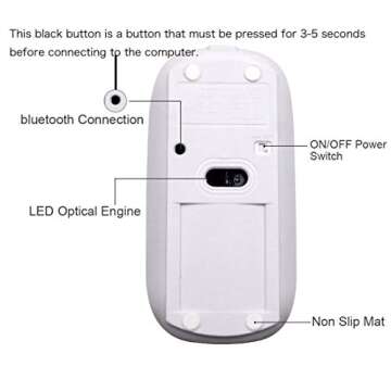 KLO Bluetooth Mouse for MacBook/Laptop/Notebook/pc/iPad/Chromebook, Wireless Mouse forMacBook air/Pro (Silver)