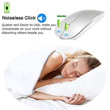KLO Bluetooth Mouse for MacBook/Laptop/Notebook/pc/iPad/Chromebook, Wireless Mouse forMacBook air/Pro (Silver)