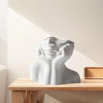 Romehaha Face Vase,Flower Vase Desk Decor,Ceramic Body Vase Female Form Ideal Shelf Decor,Modern Far...