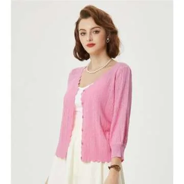Ladies Summer Cardigan 3/4 Sleeve Light Pink Shrug