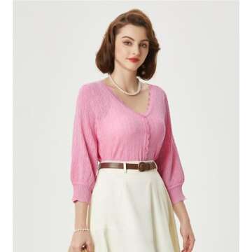 Ladies Summer Cardigan 3/4 Sleeve Light Pink Shrug