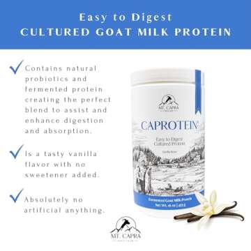MT. CAPRA SINCE 1928 Caprotein | Casein Protein Concentrate, Fermented Goat Milk Protein from Grass-Fed Pastured Goats, Extremely Easy to Digest - 1 Pound