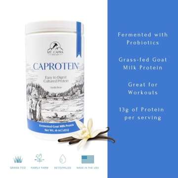 MT. CAPRA SINCE 1928 Caprotein | Casein Protein Concentrate, Fermented Goat Milk Protein from Grass-Fed Pastured Goats, Extremely Easy to Digest - 1 Pound