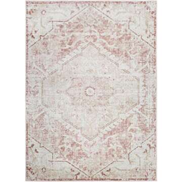 Mark&Day Area Rugs, 8x10 Baflo Traditional Blush Area Rug, Pink White Beige Carpet for Living Room, Bedroom or Kitchen (7'9" x 9'6")
