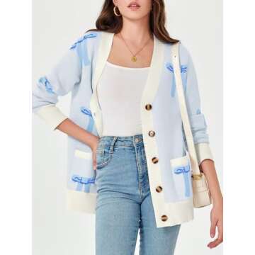 Stylish Saodimallsu Womens Oversized Cardigan Bow Knit