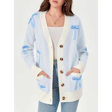 Stylish Saodimallsu Womens Oversized Cardigan Bow Knit