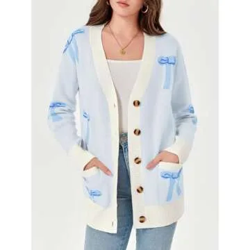 Stylish Saodimallsu Womens Oversized Cardigan Bow Knit