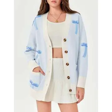 Stylish Saodimallsu Womens Oversized Cardigan Bow Knit