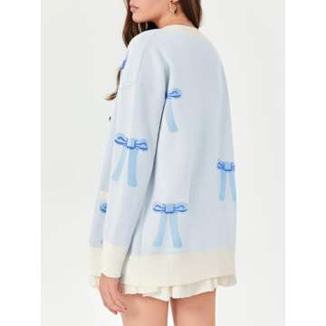 Stylish Saodimallsu Womens Oversized Cardigan Bow Knit