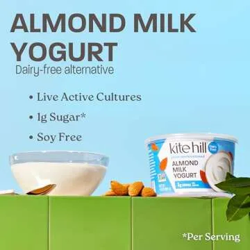 Kite Hill Plain Unsweetened Almond Milk Yogurt, 16 Ounces, Dairy Free