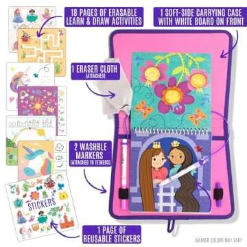 Totebook Kids Travel Educational Activity Book with Washable Markers - Car and Airplane Activities, ...