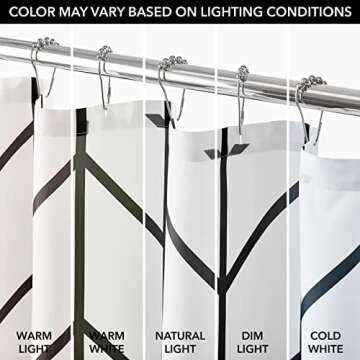 mDesign Fabric Geometric Shower Curtain - Herringbone Chevron Print with Reinforced Buttonholes for Master/Guest Bathroom - Machine Washable & Water Resistant Curtains - 72" x 72" - Black/White