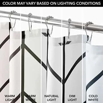 mDesign Fabric Geometric Shower Curtain - Herringbone Chevron Print with Reinforced Buttonholes for Master/Guest Bathroom - Machine Washable & Water Resistant Curtains - 72" x 72" - Black/White