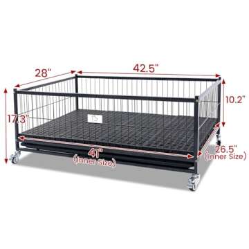 Homey Pet 43" Dog Whelping Box for Puppies, Metal Whelping Box for Small Breed Dogs with Washable Pl...